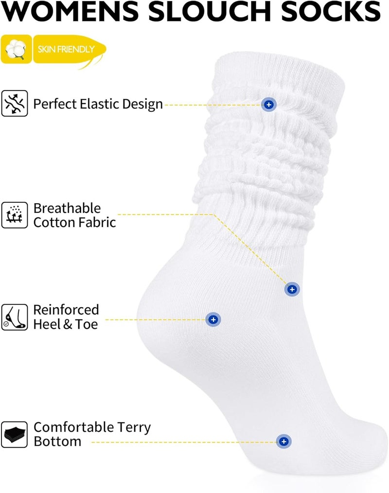 CLOSEMATE Womens Crew Slouch Socks Cotton Soft Scrunch for Boots Loafers Sneakers 3 Pairs - Image 2